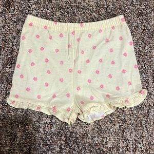 Girls Yellow Flower Pajama Shorts